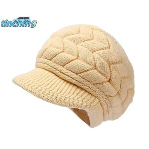 [Tinchigh] Chapéus Femininos Inverno Quente Malha Chapéu Cabelo Dupla Camada Mais Veludo Viseira Gorros Para Mulher Casu - Oferta na Shopee