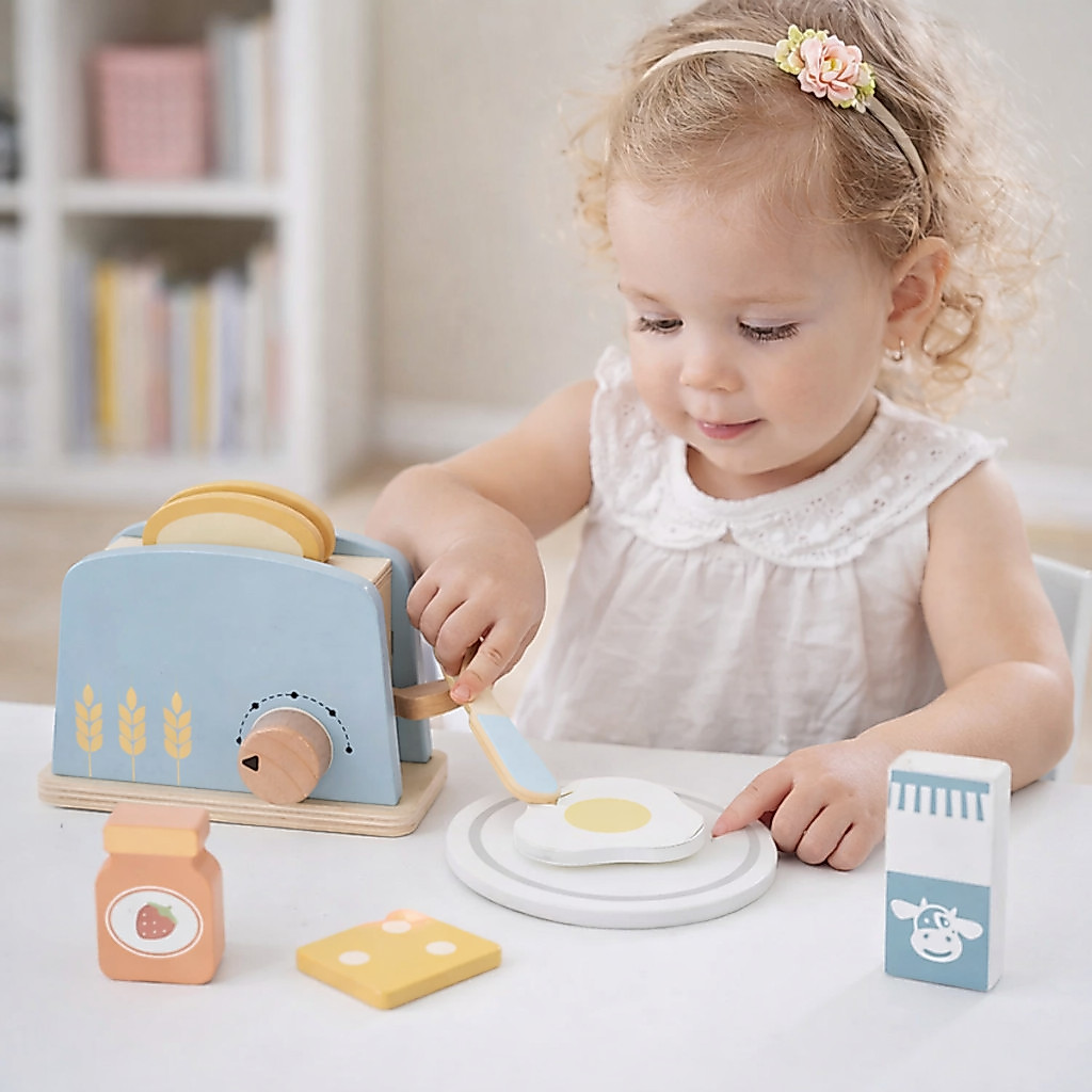 Torradeira Infantil de Madeira com Acessórios Cozinha Brinquedo Educativo Faz de Conta 3+ Torradeira Infantil de Madeira com Acessórios Cozinha Brinquedo Educativo Faz de Conta 3+