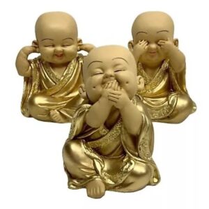 Trio de Budas Monge Cego Surdo Mudo Estatueta Decoração - Oferta na Shopee