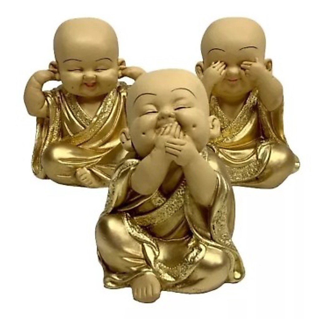 Trio de Budas Monge Cego Surdo Mudo Estatueta Decoração Trio de Budas Monge Cego Surdo Mudo Estatueta Decoração - Oferta na Shopee