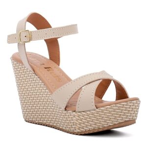 Sandália Feminina Anabela Tamanco Original Tiras Cruzadas Salto Plataforma LRS7585V - Oferta na Shopee