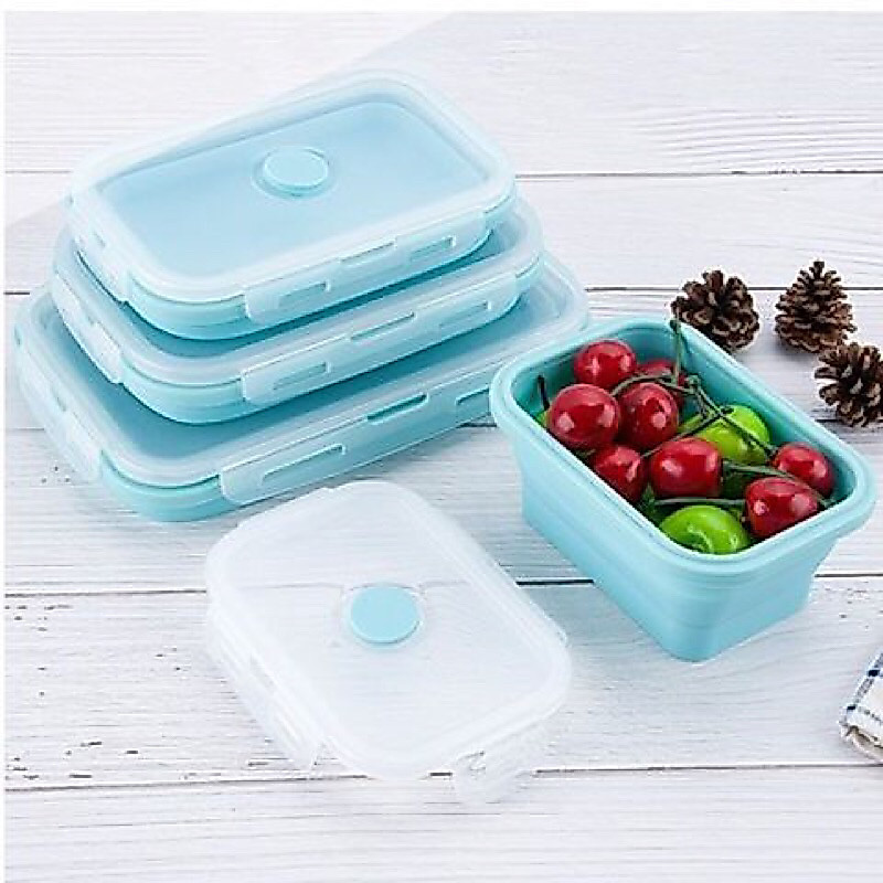 Marmitas Lancheira Retrátil Silicone Pote Dobrável C/ Tampa Trava de Segurança Marmitas Lancheira Retrátil Silicone Pote Dobrável C/ Tampa Trava de Segurança