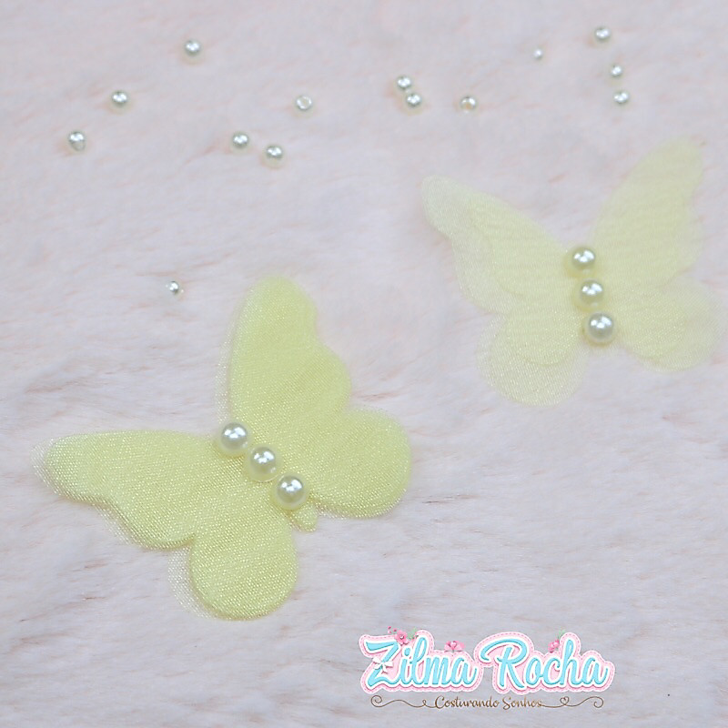 Borboleta de Organza - 50 Unidades - Aplicação Vestido, Noiva, Jardim, Infantil Borboleta de Organza - 50 Unidades - Aplicação Vestido