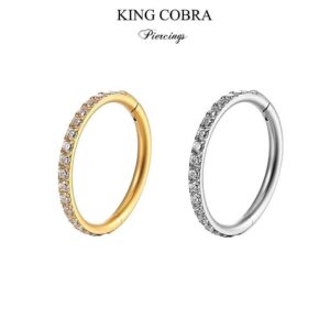 Piercing Argola Click Aço Cirúrgico Zircônia Cravejada Septril