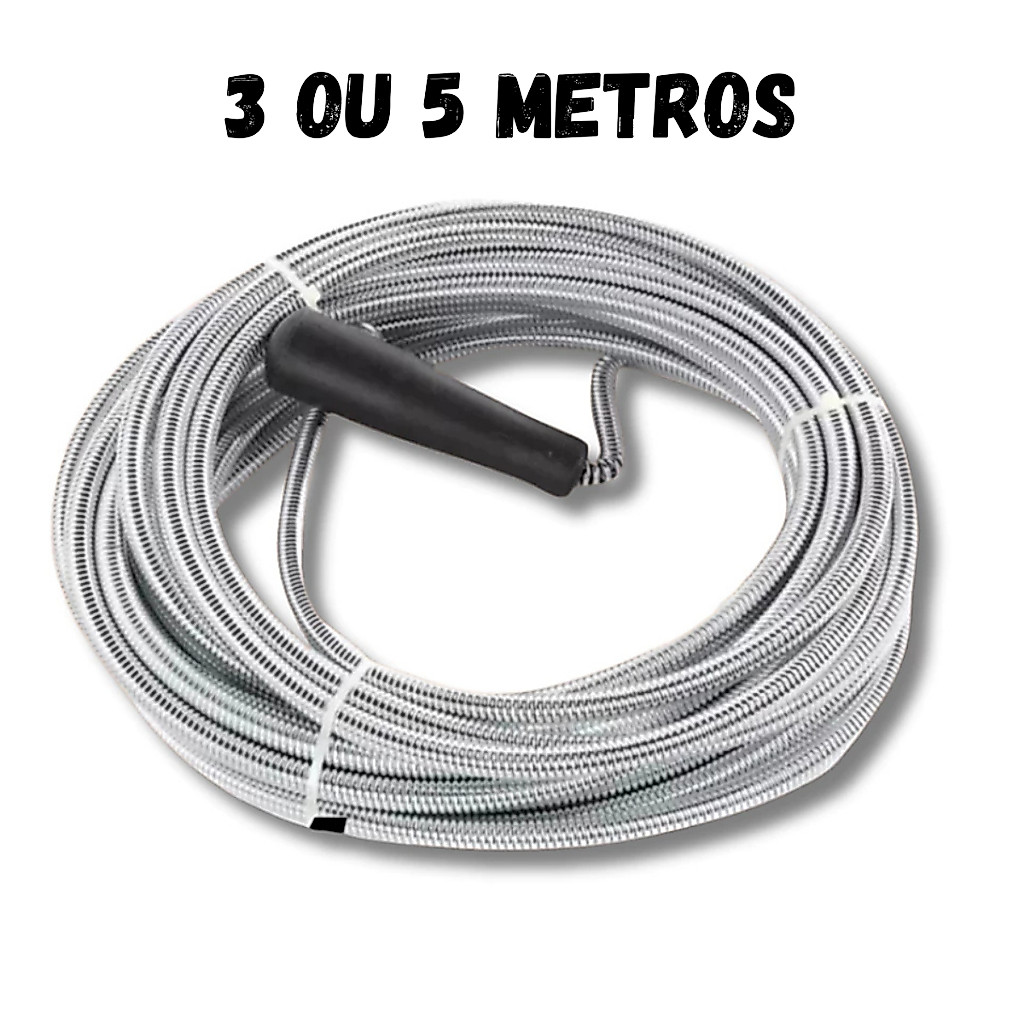 Desentupidor Manual Pia Cano 3M / 5M Vaso Ralos Esgoto Tubos Calhas com Manivela Mola Flexível Aço Inoxidável Desentupidor Manual Pia Cano 3M / 5M Vaso Ralos Esgoto Tubos Calhas com Manivela Mola Flexível Aço Inoxidável - Oferta na Shopee