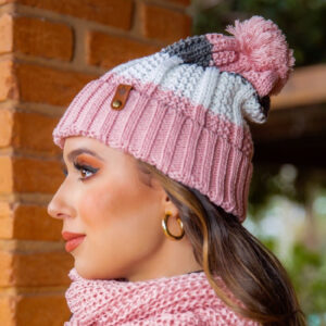Touca Lã Tricô Com Pompom Listrada Macio Quentinho Antialérgica - Oferta na Shopee