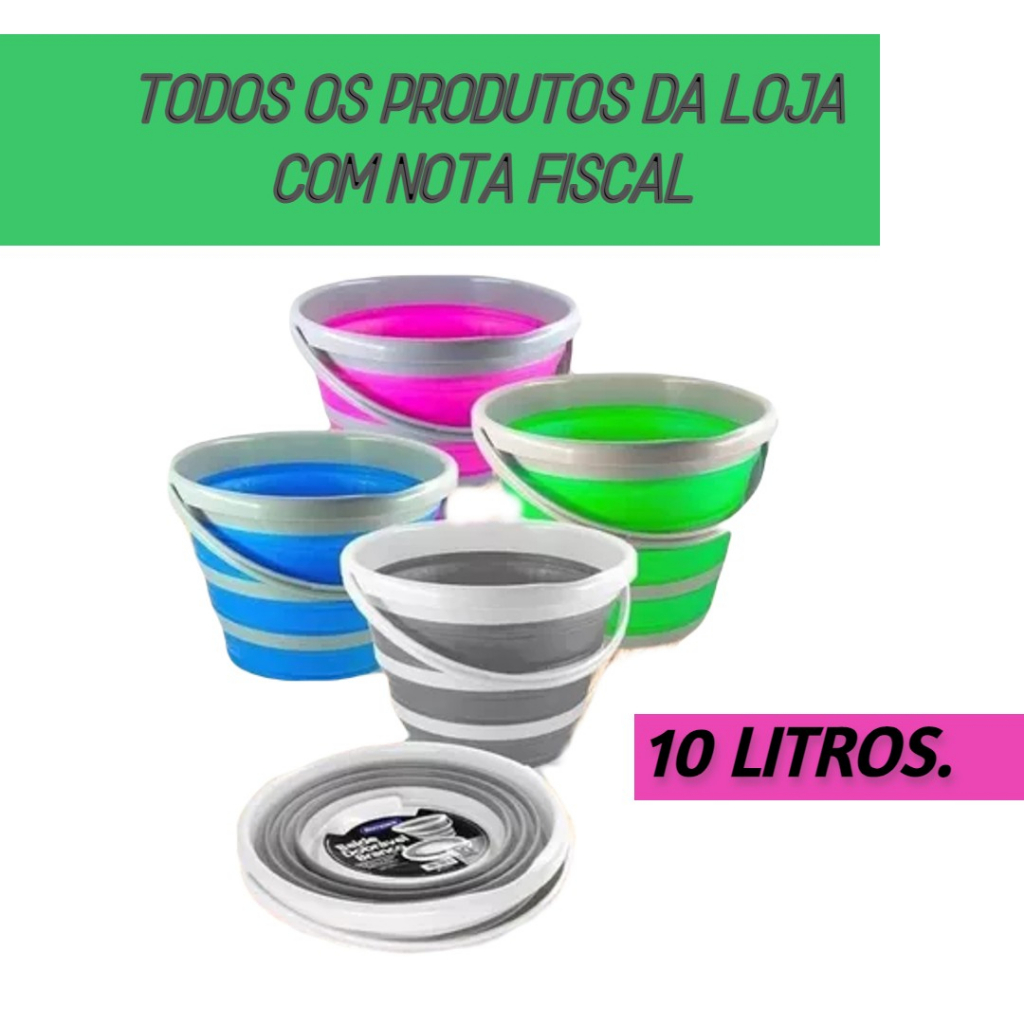 Balde Dobrável 10l Silicone Bompack Flexível Retrátil Balde Dobrável 10l Silicone Bompack Flexível Retrátil