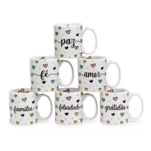 6 Caneca Personalizada Porcelana 325ml Canecas Xícara Cafe - A Pronta Entrega! - Oferta na Shopee