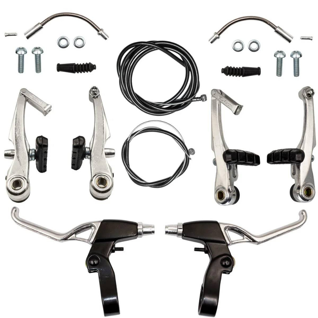 Jogo De Freio Bicicleta V-break Nylon C/ Manete + Cabos Kit Completo Jogo De Freio Bicicleta V-break Nylon C/ Manete + Cabos Kit Completo