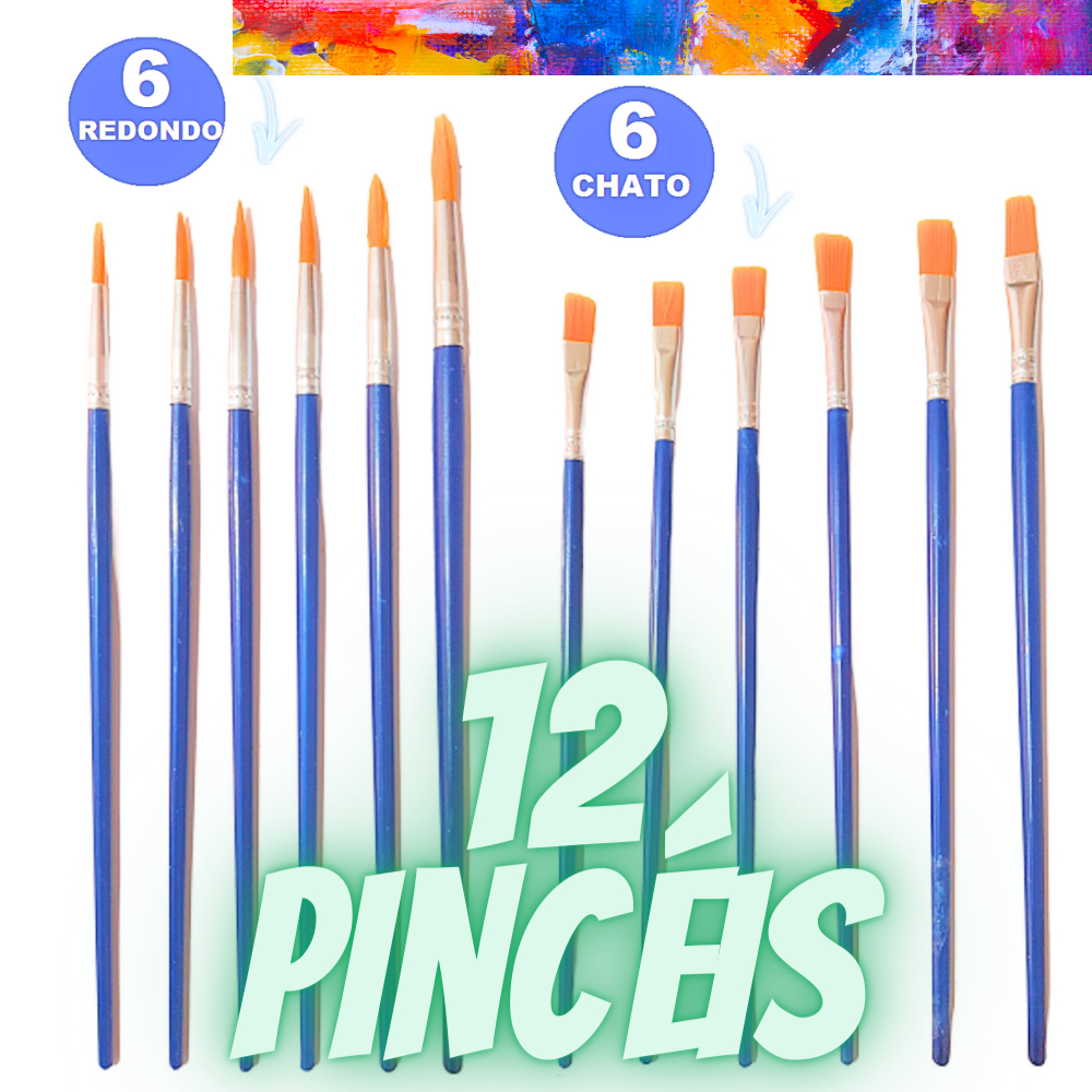 Kit 12 Pincéis Artesanato Ponta Fina Redonda E Chato Pintura Kit 12 Pincéis Artesanato Ponta Fina Redonda E Chato Pintura - Oferta na Shopee