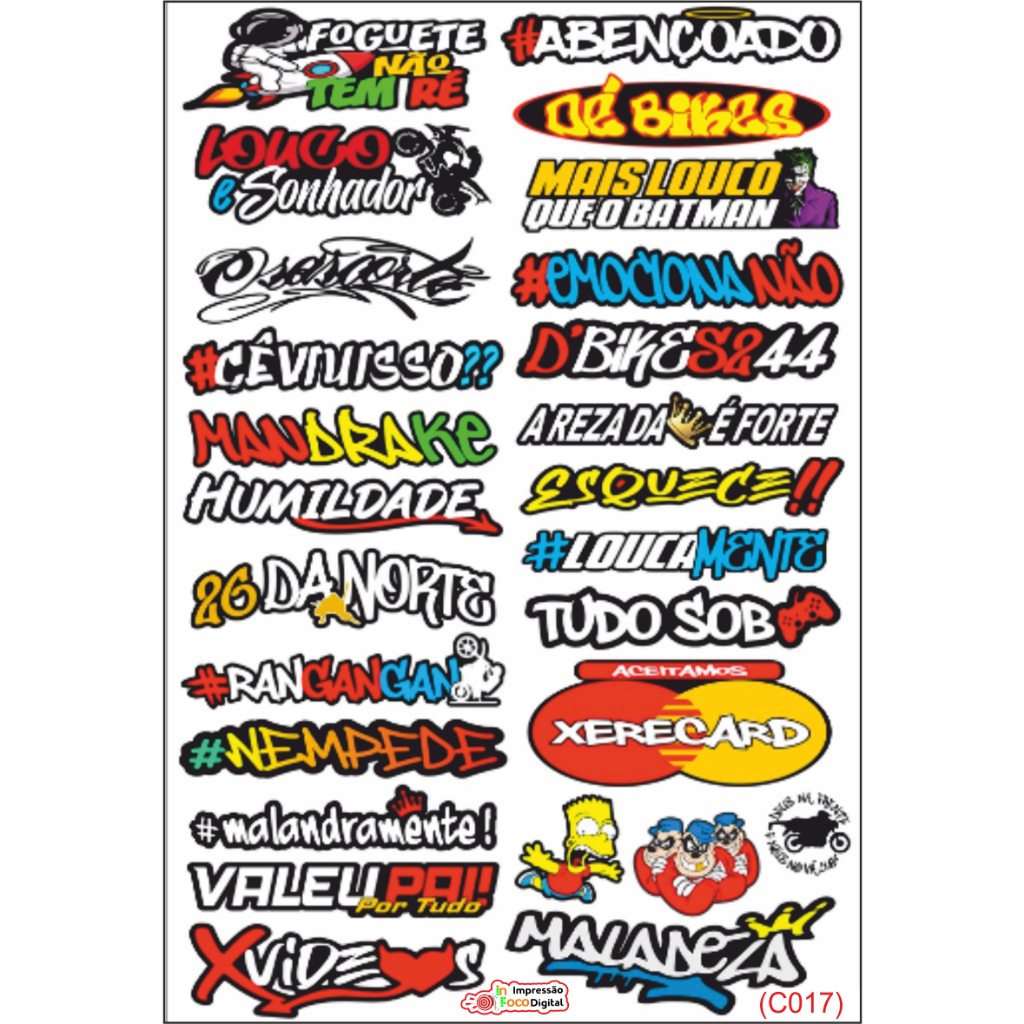 Cartela de Adesivos para carro moto ou bike Sticker Notebook Bicicleta (C017) Cartela de Adesivos para carro moto ou bike Sticker Notebook Bicicleta (C017) - Oferta na Shopee