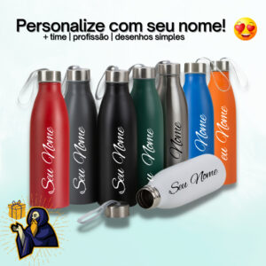 Garrafa Inox 750ML Personalizada c/NOME ou LOGOTIPO - Oferta na Shopee