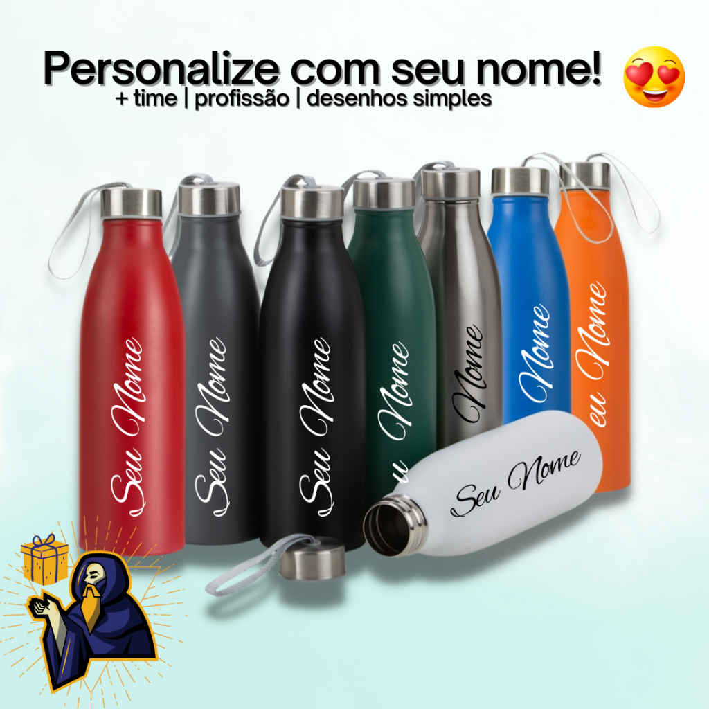 Garrafa Inox 750ML Personalizada c/NOME ou LOGOTIPO Garrafa Inox 750ML Personalizada c/NOME ou LOGOTIPO - Oferta na Shopee