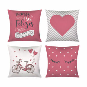 Kit c/ 4 Capas de Almofada Decorativas Modern Print 45x45 - Vamos ser Felizes - Oferta na Shopee