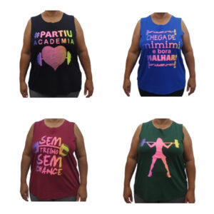 04 Regatas Feminina Plus Size Fitness Academia Treino GG - G1 - G2 - G3 - Oferta na Shopee