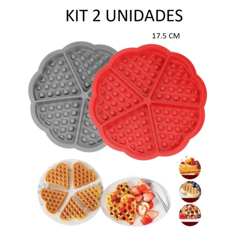 Kit 2 Formas De Waffle Panquecas Crocante Em Silicone Antiaderente Multiuso Universal 17,5×1,5 cm Kit 2 Formas De Waffle Panquecas Crocante Em Silicone Antiaderente Multiuso Universal 17,5×1,5 cm