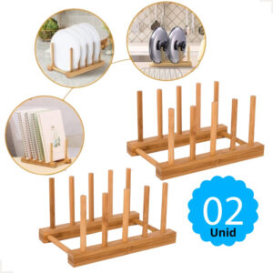 kit 2 Suportes Escorredor Louças  Pratos 4 Divisões Display Bambu Multiuso Lindo para Sua Mesa Posta - Oferta na Shopee