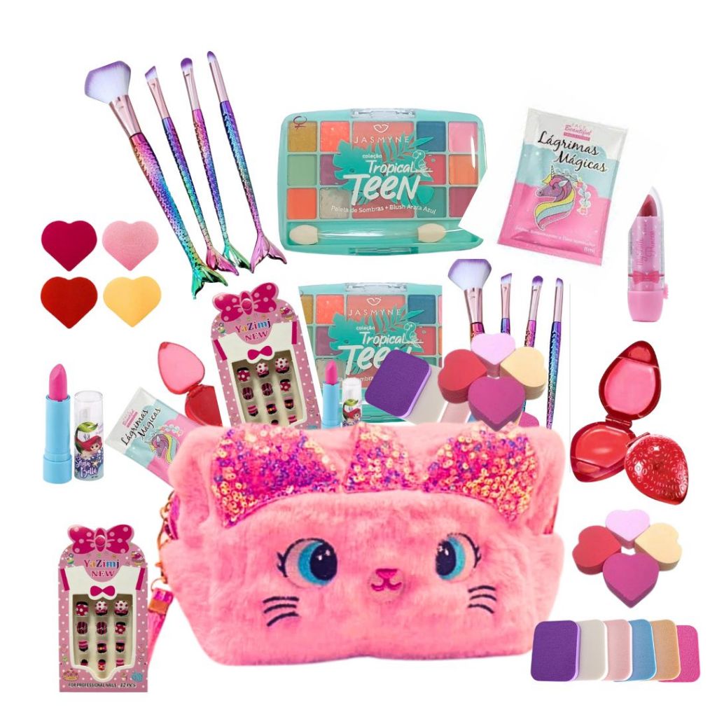 Kit Maquiagem infantil Necessaire 11 itens de Qualidade Kit Maquiagem infantil Necessaire 11 itens de Qualidade