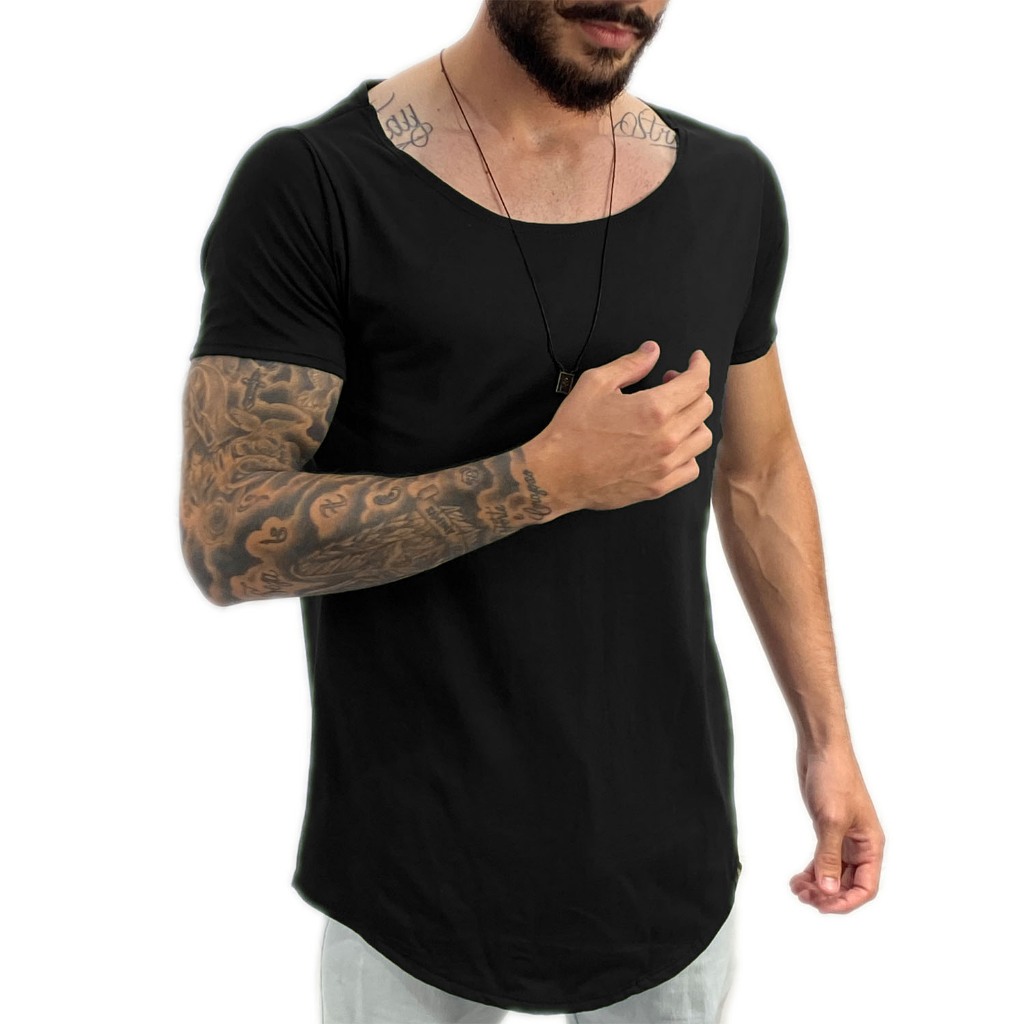 Camisa Masculina Longline Slim Camiseta Longline Camisa Masculina Longline Slim Camiseta Longline