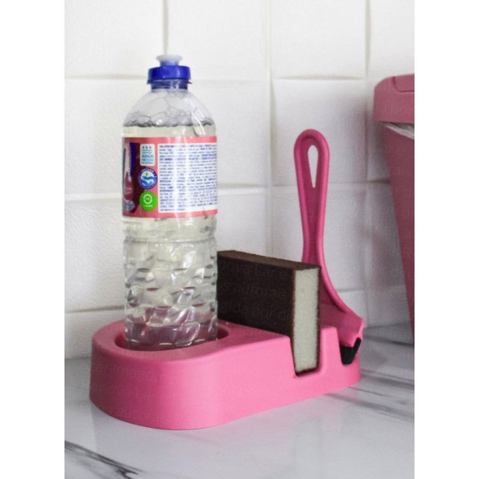Porta Detergente Esponja + Rodinho Rosa Elegance Porta Detergente Esponja + Rodinho Rosa Elegance - Oferta na Shopee