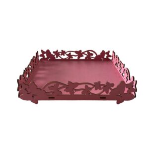 Bandeja Borboletas 20x20 Decoração MDF Crú Pintada Cor Rosa - Oferta na Shopee