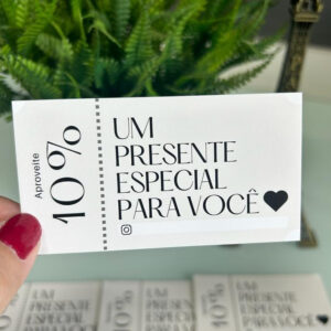 Cartão desconto cliente | Obrigada pela compra | Cartão agradecimento | Vale Desconto | Ticket minimalista | Papelaria - Oferta na Shopee