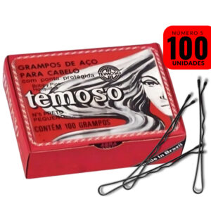 Grampo Para Cabelo N° 5 C/100UN. Preto Aço Inox TEIMOSO - Oferta na Shopee