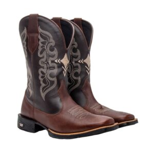 Bota Texana Country Masculina em Couro Bico Quadrado Cruzeta - Oferta na Shopee
