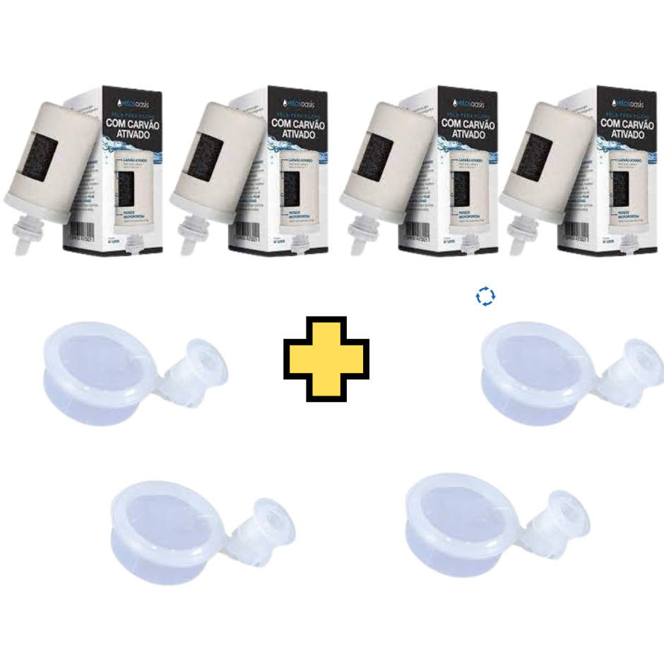 Kit 4 Vela Filtro De Barro Carvão Ativado Oasis + 4 Boia Dosadora / Compatível em Todos Modelos Kit 4 Vela Filtro De Barro Carvão Ativado Oasis + 4 Boia Dosadora / Compatível em Todos Modelos