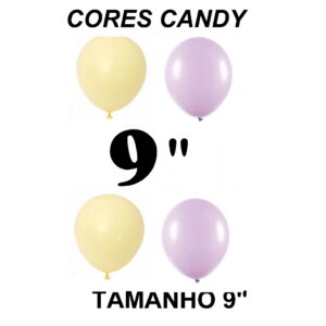 Balão - Bexiga Amarelo Candy c/lilás Candy 9 polegadas Pacote - 30 unidades sortidos - Oferta na Shopee