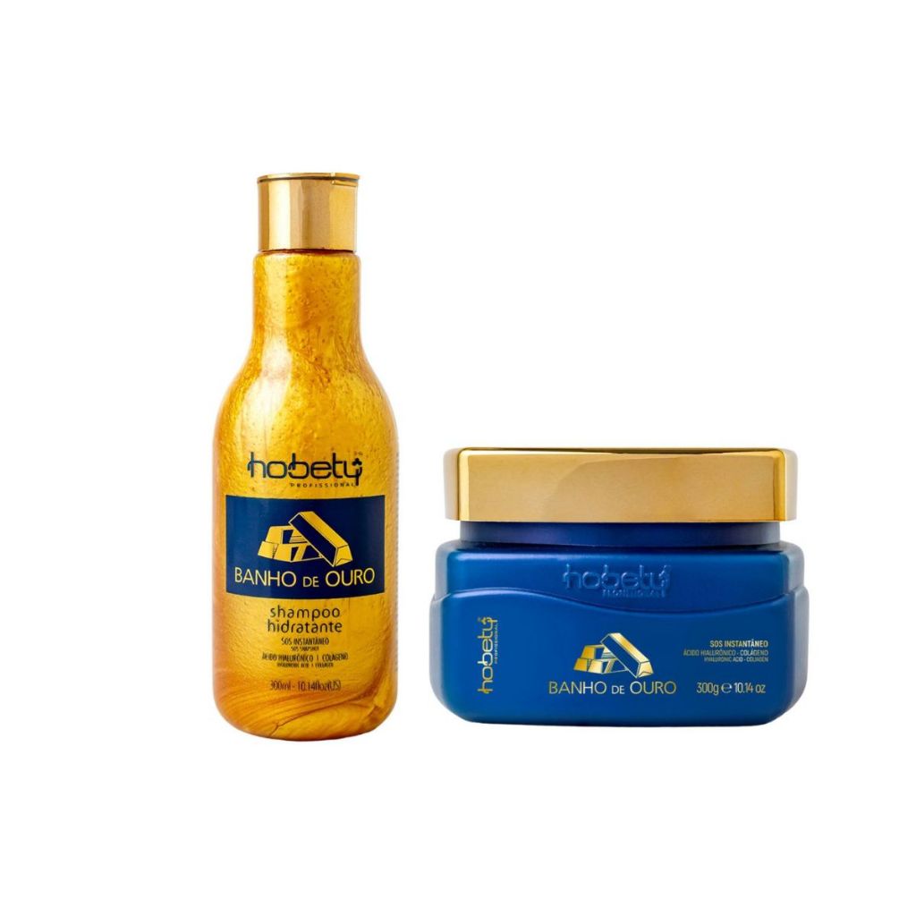 Kit Hobety Banho de Ouro Shampoo 300ml+Máscara 300g Kit Hobety Banho de Ouro Shampoo 300ml+Máscara 300g