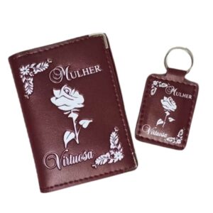 Kit Mulher Virtuosa Carteira Porta Documentos + Chaveiro Personalizado Dupla Face - Oferta na Shopee