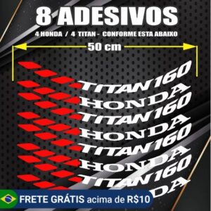 Cartela de Adesivo Cg160 Titan adesivo de roda branco/vermelho grande - Oferta na Shopee