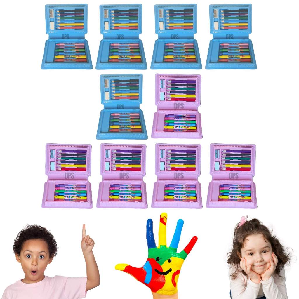Kit 5 Maletas Estojo Escolar Pintura Infantil 18 Pçs Giz Lápis Desenhos Presente Lembrança Kit 5 Maletas Estojo Escolar Pintura Infantil 18 Pçs Giz Lápis Desenhos Presente Lembrança - Oferta na Shopee