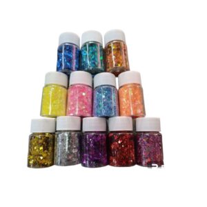 kit com 12 potinhos de glitter holográfico para artesanato unhas decoração maquiagem colorido - Oferta na Shopee