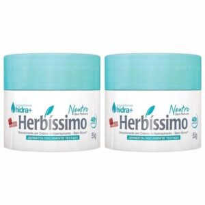 kit 2 Desodorante Creme Antitranspirante Neutro Herbíssimo 55g - Oferta na Shopee