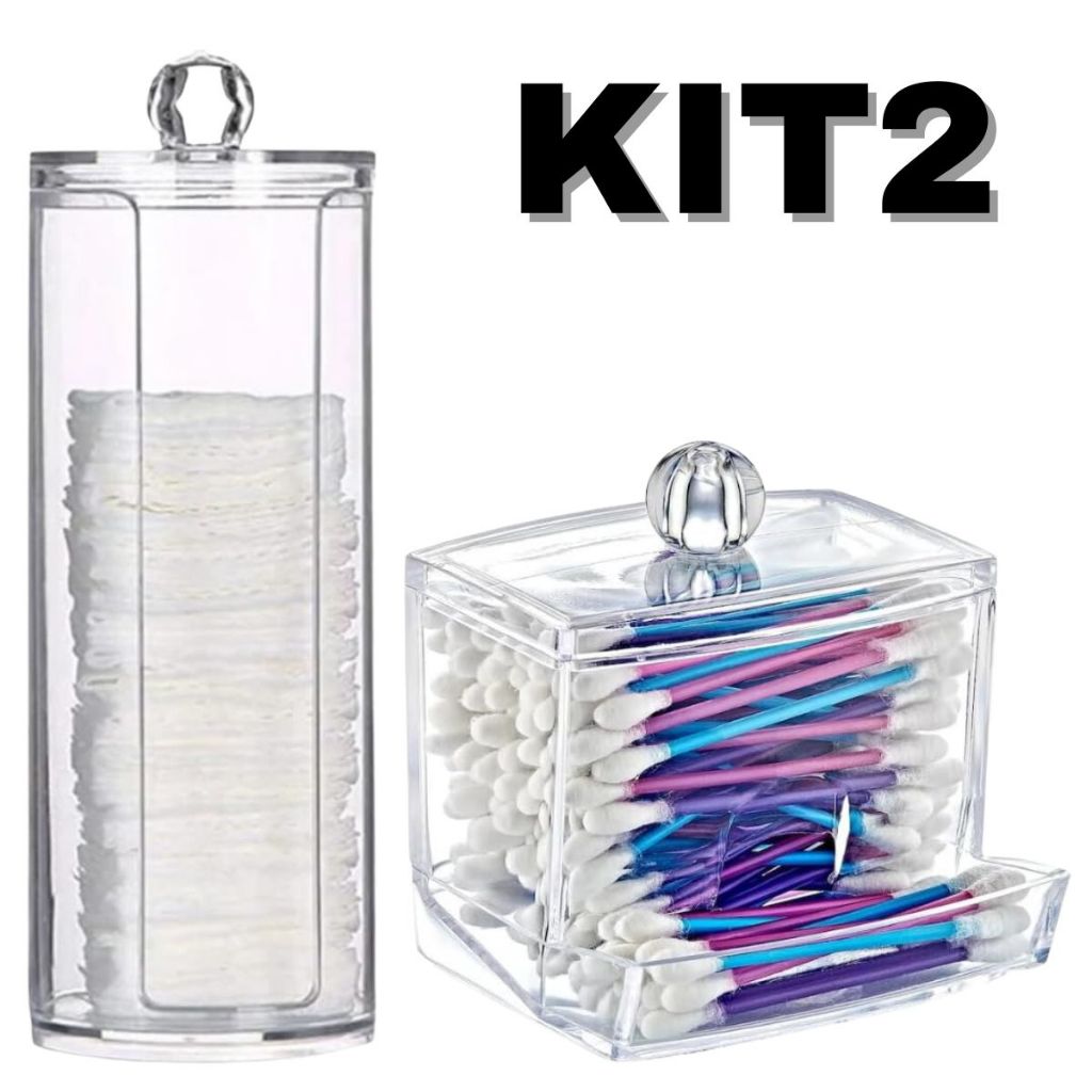 KIT2 Porta Algodão E Porta Cotonete Em Acrílico Organizador De Espaço Penteadeira KIT2 Porta Algodão E Porta Cotonete Em Acrílico Organizador De Espaço Penteadeira - Oferta na Shopee