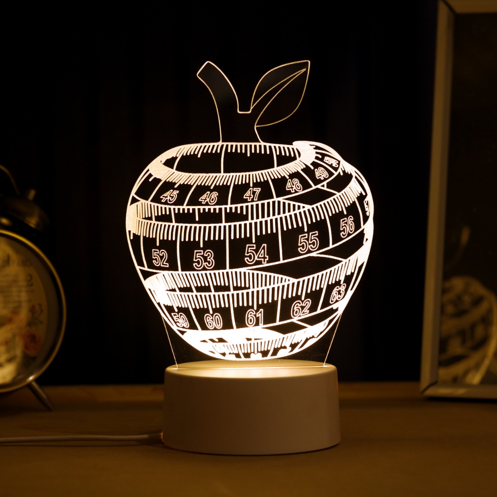 Luminária LED 3D de Mesa / Luz Noturna Presente Criativo / Decoração – maçã com fita métrica, nutricionista, maçã Luminária LED 3D de Mesa / Luz Noturna Presente Criativo / Decoração – maçã com fita métrica, nutricionista, maçã