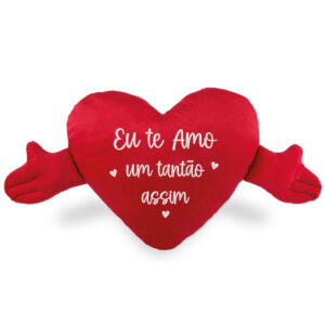 Almofada Coração Com Mãos "Eu te amo um tantão assim" M - 52cm - Oferta na Shopee