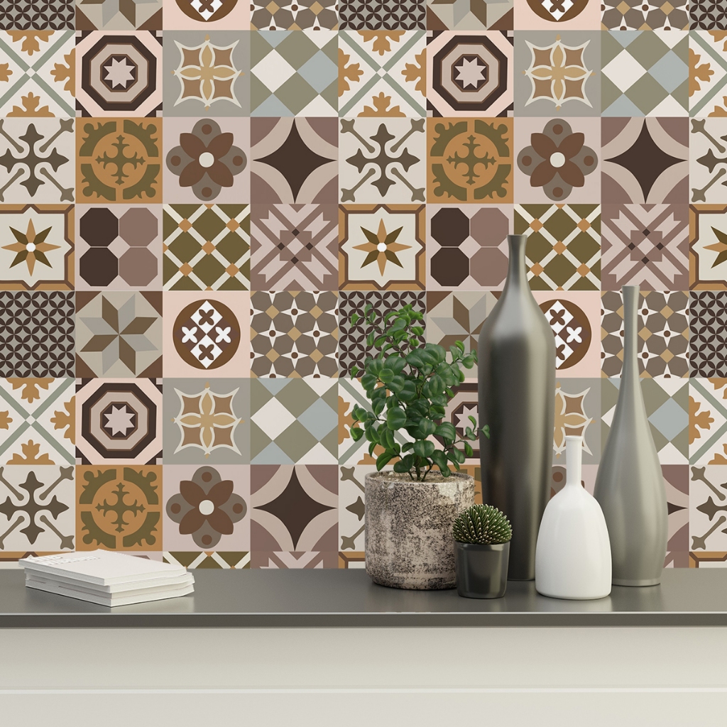 Papel de Parede Adesivo Vinílico Lavável Azulejo de Cozinha Tons Marrom e Bege Papel de Parede Adesivo Vinílico Lavável Azulejo de Cozinha Tons Marrom e Bege - Oferta na Shopee