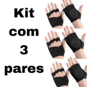 Kit 3 Pares de Luvas para Musculação e Ginástica Ideal para Academia Treinamento e Fitness  Atacado - Oferta na Shopee