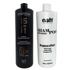 Kit Shampoo e Selagem 5 em 1 Lisotech Redutor de Volume Cabelos Lisos e Hidratados 1 L Eaê Cosméticos - Oferta na Shopee