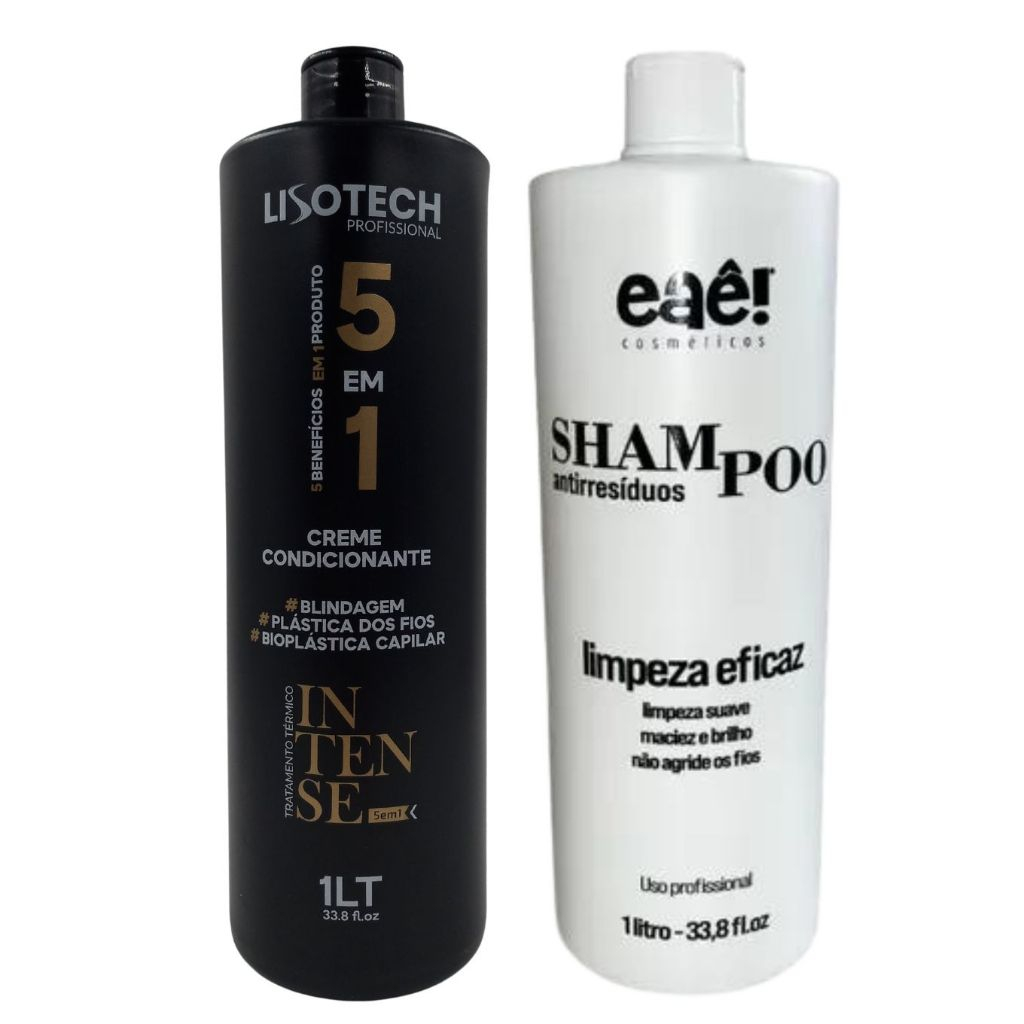 Kit Shampoo e Selagem 5 em 1 Lisotech Redutor de Volume Cabelos Lisos e Hidratados 1 L Eaê Cosméticos Kit Shampoo e Selagem 5 em 1 Lisotech Redutor de Volume Cabelos Lisos e Hidratados 1 L Eaê Cosméticos