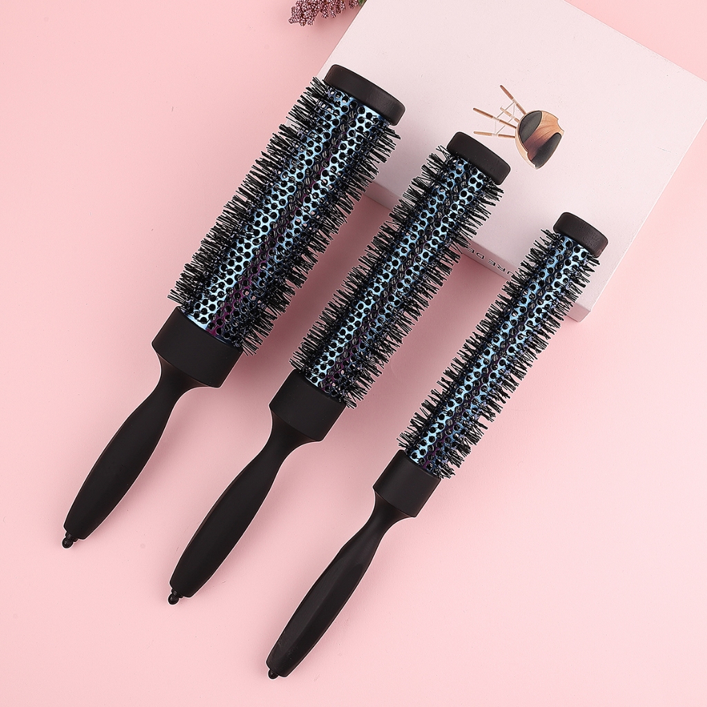 KIT 3 Pcs Escovas Profissionais LONGA Vazada Térmica Cerdas de Nylon Tubo De Alumínio Nano Tecnologia KIT 3 Pcs Escovas Profissionais LONGA Vazada Térmica Cerdas de Nylon Tubo De Alumínio Nano Tecnologia