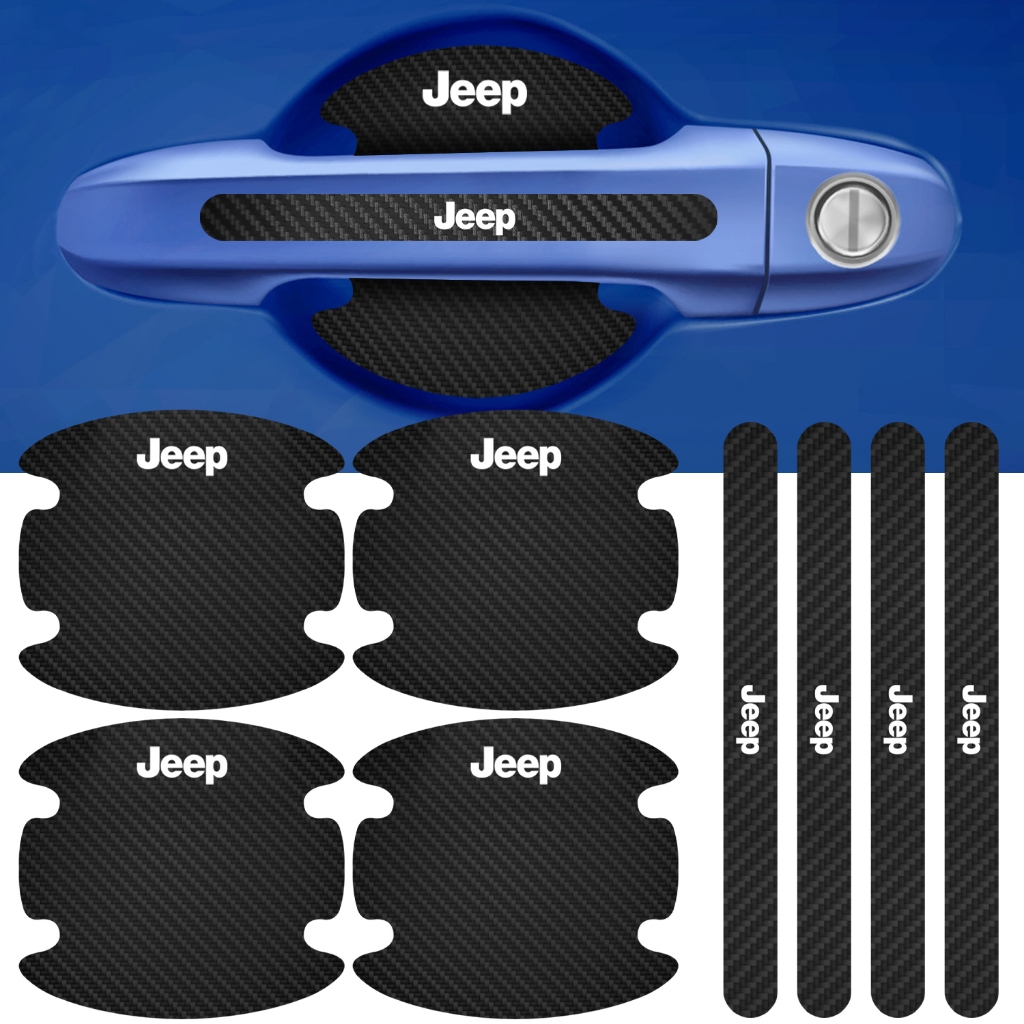 Kit 8 Peças Adesivo Protetor Maçaneta de Porta Compatível Jeep Fibra de Carbono Carro Anti Arranhões Kit 8 Peças Adesivo Protetor Maçaneta de Porta Compatível Jeep Fibra de Carbono Carro Anti Arranhões - Oferta na Shopee