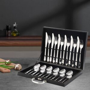 Jogo Talheres 24 Peças Faqueiro Inox Premium Luxo ou Faqueiro Aço Inox utensílios de cozinha Com Maleta - Oferta na Shopee