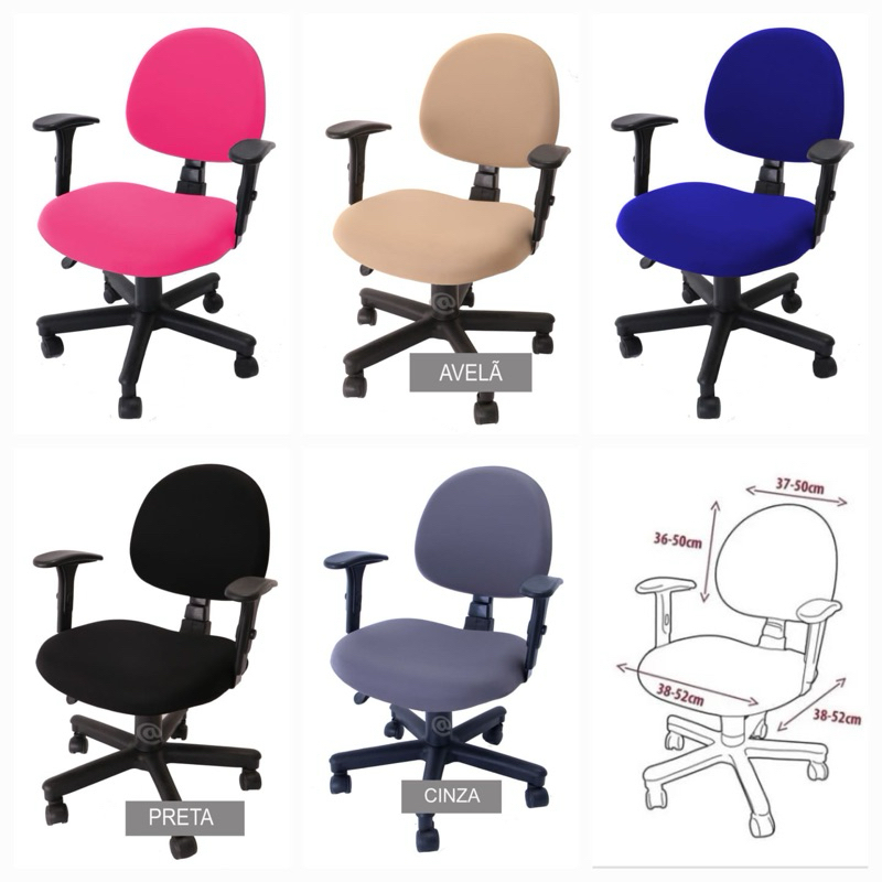 Capa Para Cadeira de Escritório Giratória Universal - Várias Cores Capa Para Cadeira de Escritório Giratória Universal - Várias Cores - Oferta na Shopee