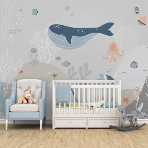 Papel de Parede Infantil Fundo do Mar Animais Marinhos Baleia Peixes VR635 - LEIA A DESCRIÇÃO - Oferta na Shopee