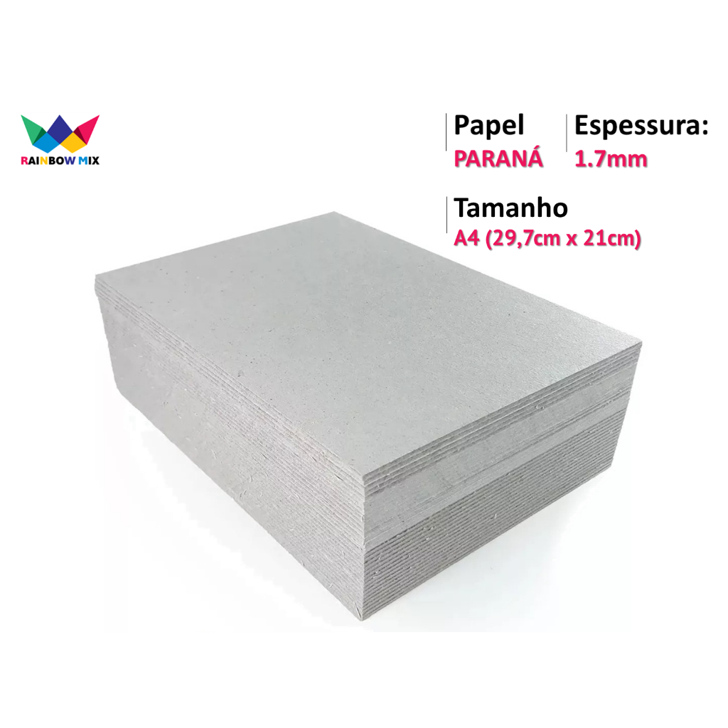 Papelão Paraná 1,7mm - 100 Placas Capa Agenda A4 29,7cm x 21cm Papelão Paraná 1