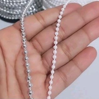 Cordão de pérola e prata - 2 metros Cordão de pérola e prata - 2 metros - Oferta na Shopee